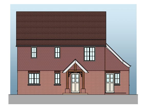 Lot: 49 - DETACHED COTTAGE AND BARN WITH PLANNING FOR DEMOLITION AND THREE HOUSES - Plot 3 Proposed Front Elevation